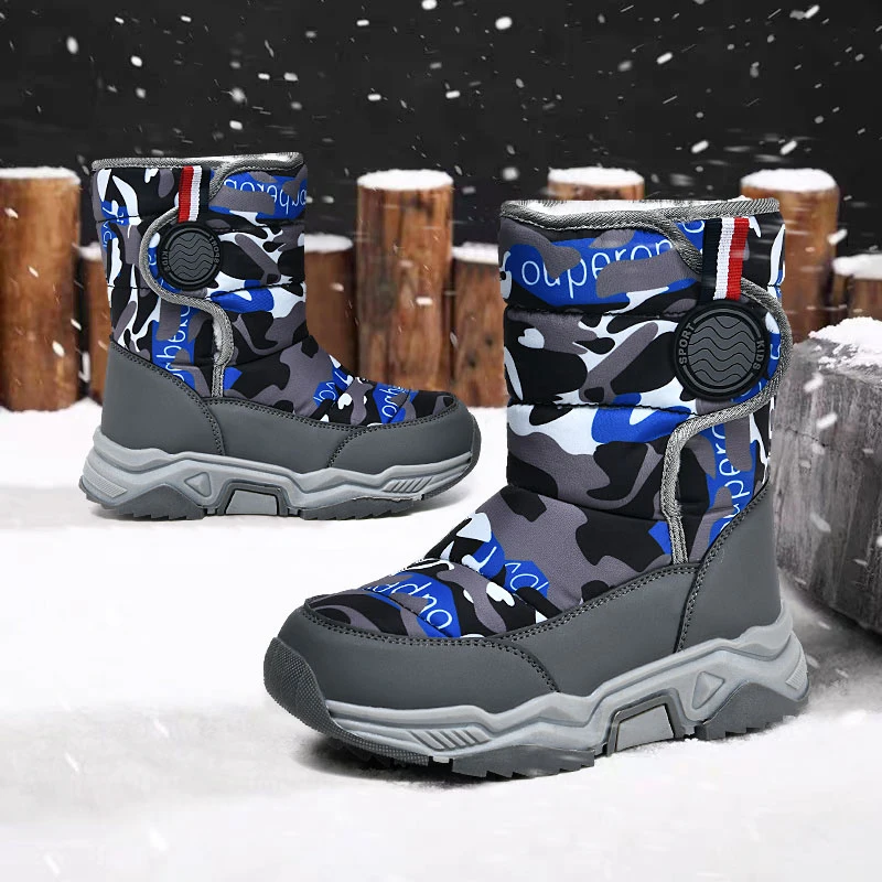 Botas de invierno impermeables con felpa cálida para niños