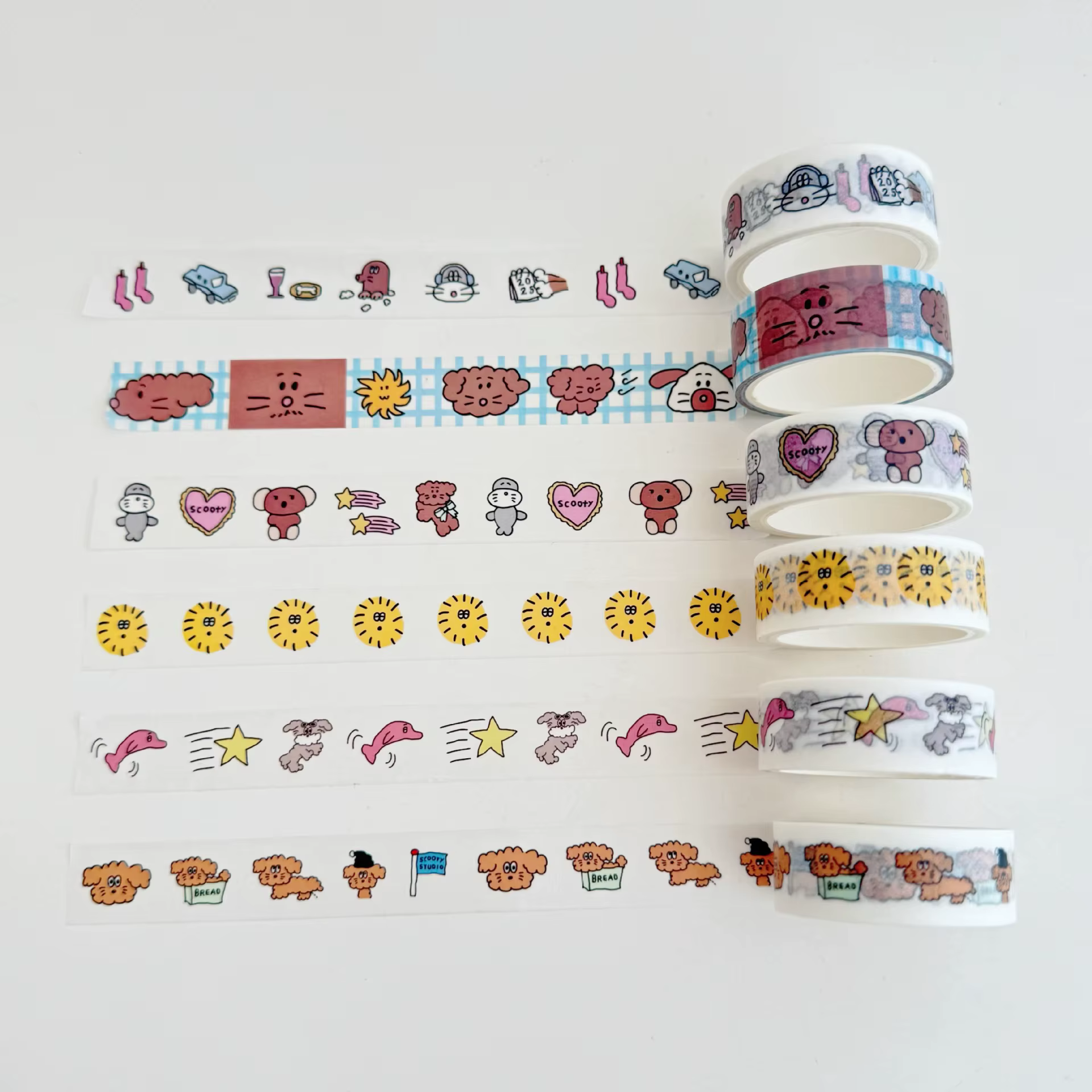 Cinta washi decorativa con perros y delfines, estilo coreano - imagen 5