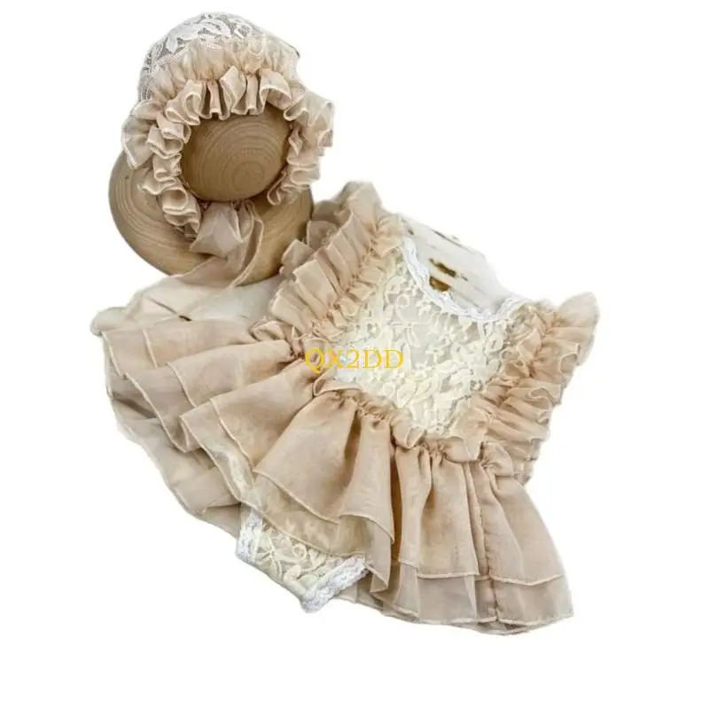 Vestido de encaje suave para bebé recién nacido – Elegante fotografía - imagen 3