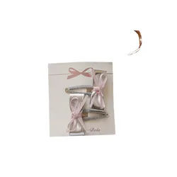 Pinza de pelo con lazo rosa y corazón para niña