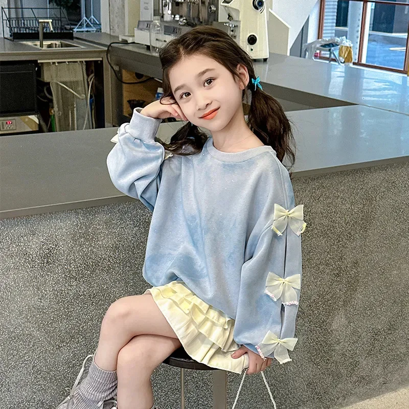 Sudadera de niña con lazo primaveral y manga larga de otoño - imagen 3