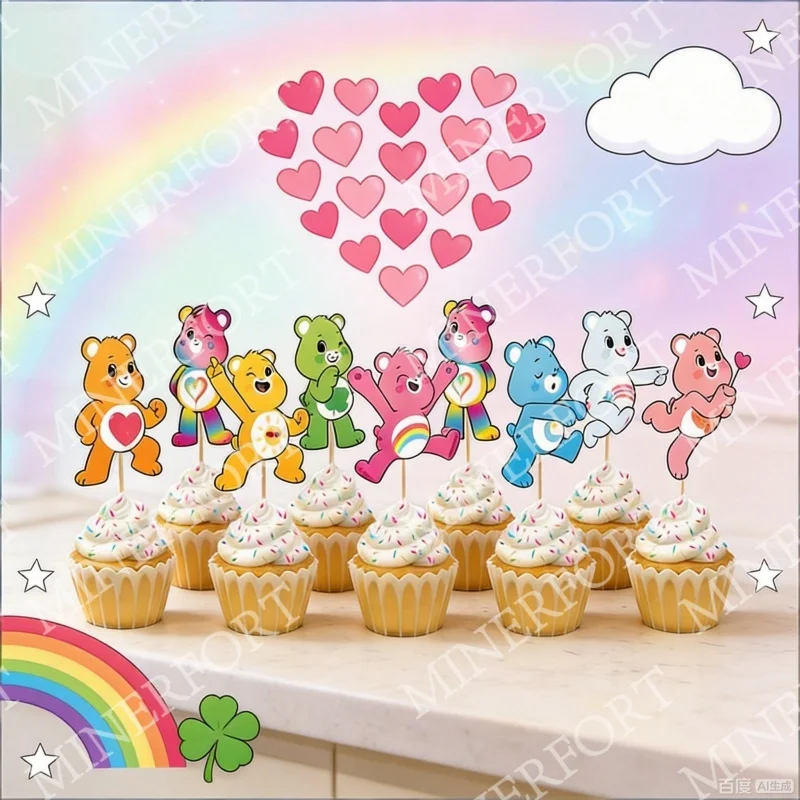 Decoración de cupcakes Care Bears para fiestas infantiles en casa