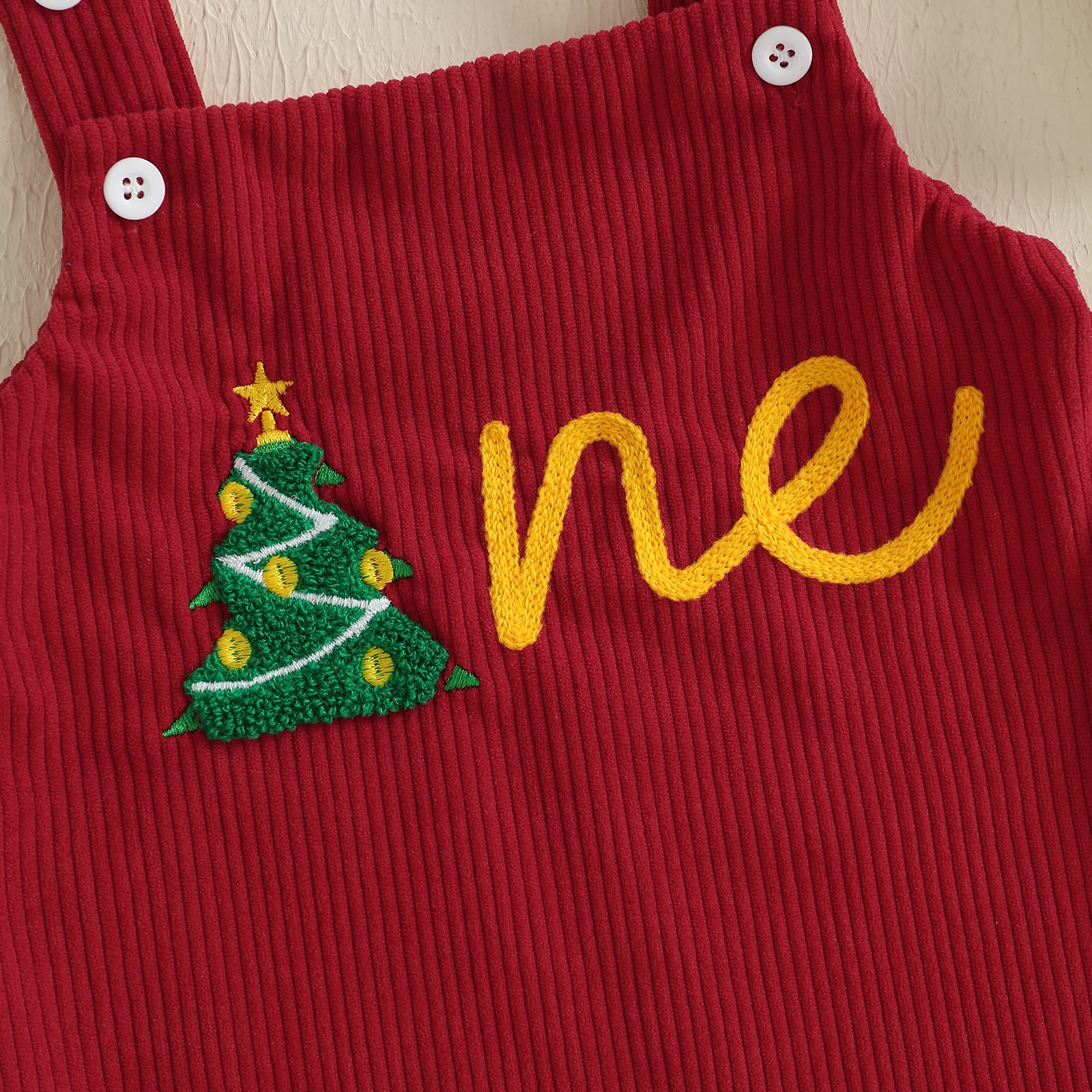 VISgogo Mono navideño de bebé pana sin mangas con bordado letras árbol - imagen 4