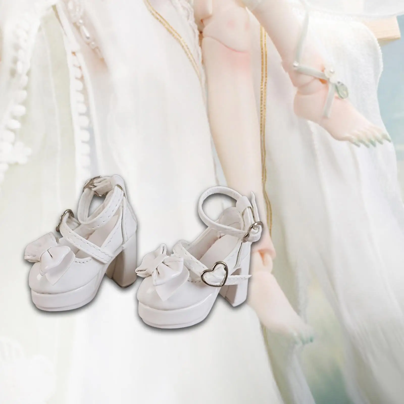 Zapatos de tacón alto para muñecas femeninas con hebilla de corazón - imagen 4