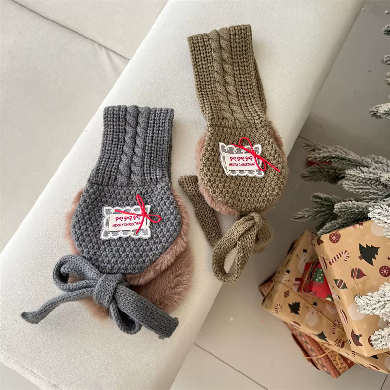 Diadema orejera bebé suave lazo encaje invierno - imagen 4