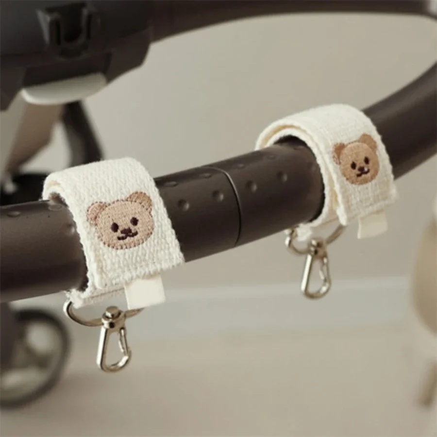 Ganchos decorativos de oso para cochecito - set de 2 ganchos de lona bordada - imagen 3