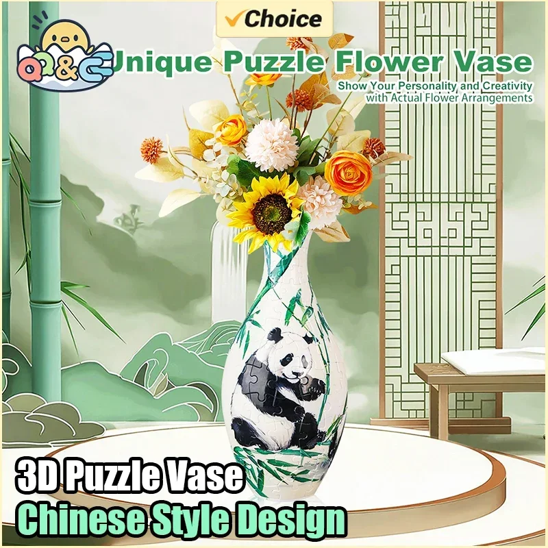 Puzzle 3D de panda en florero – Juguete educativo infantil - imagen 4
