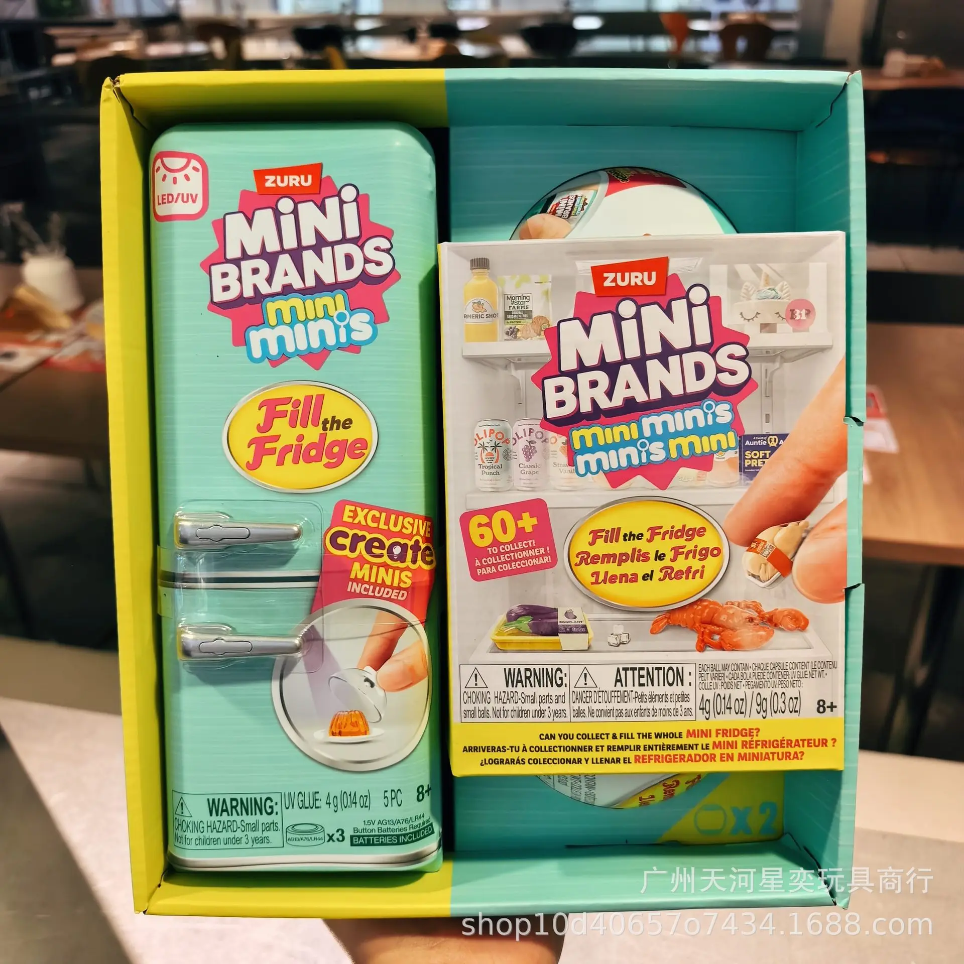 ZURU Mini Brands Nevera de juguete con luz LED y comida miniatura
