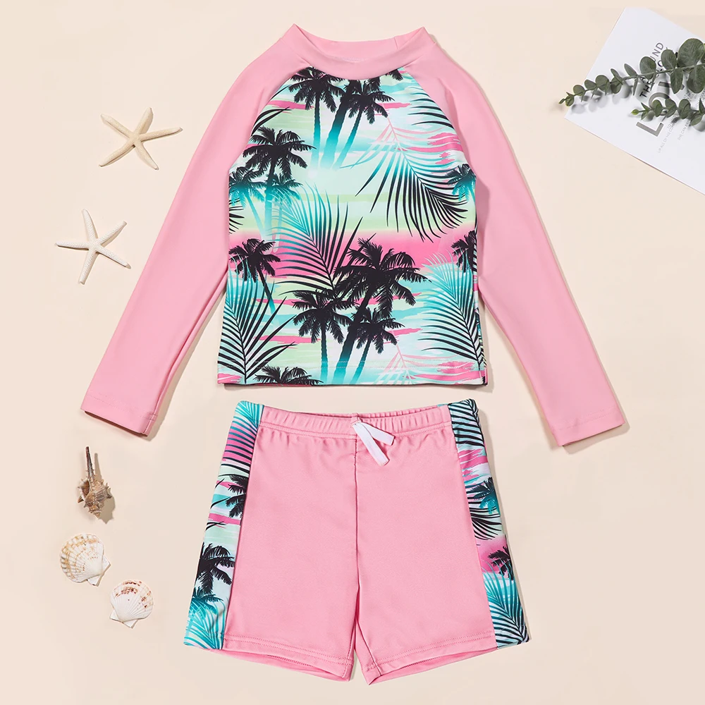 Traje de baño infantil con rashguard de manga larga de secado rápido