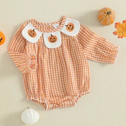 Tregren pelele de Halloween a cuadros con bordado de calabaza