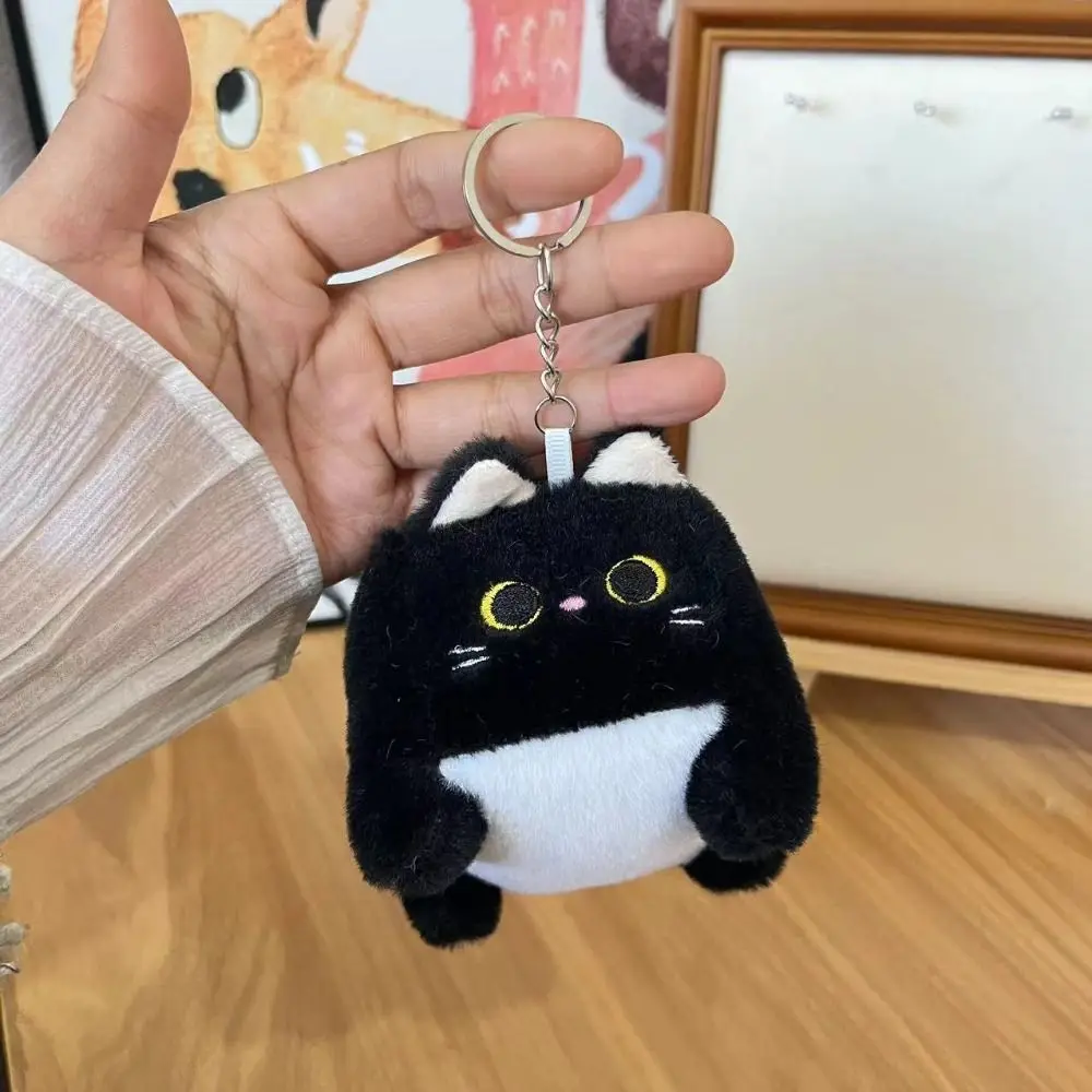 Llavero de gato calicó naranja suave, muñeco peluche
