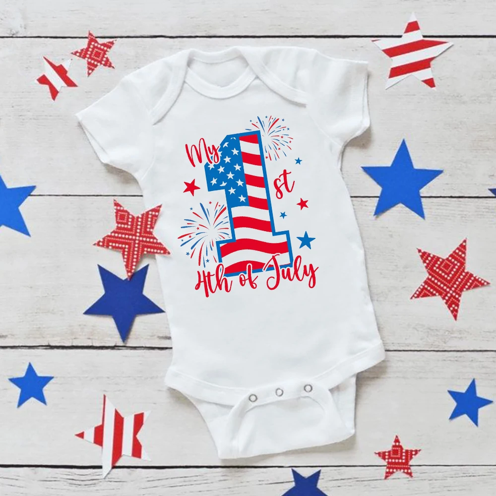 Pelele manga corta para bebé – Estampado 4 de julio unisex - imagen 5