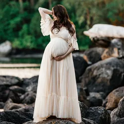Vestido premamá dos piezas en gasa y encaje para fotos