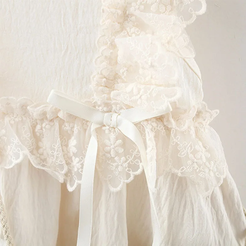 Vestido niña de algodón para verano con lazo y encaje - imagen 5