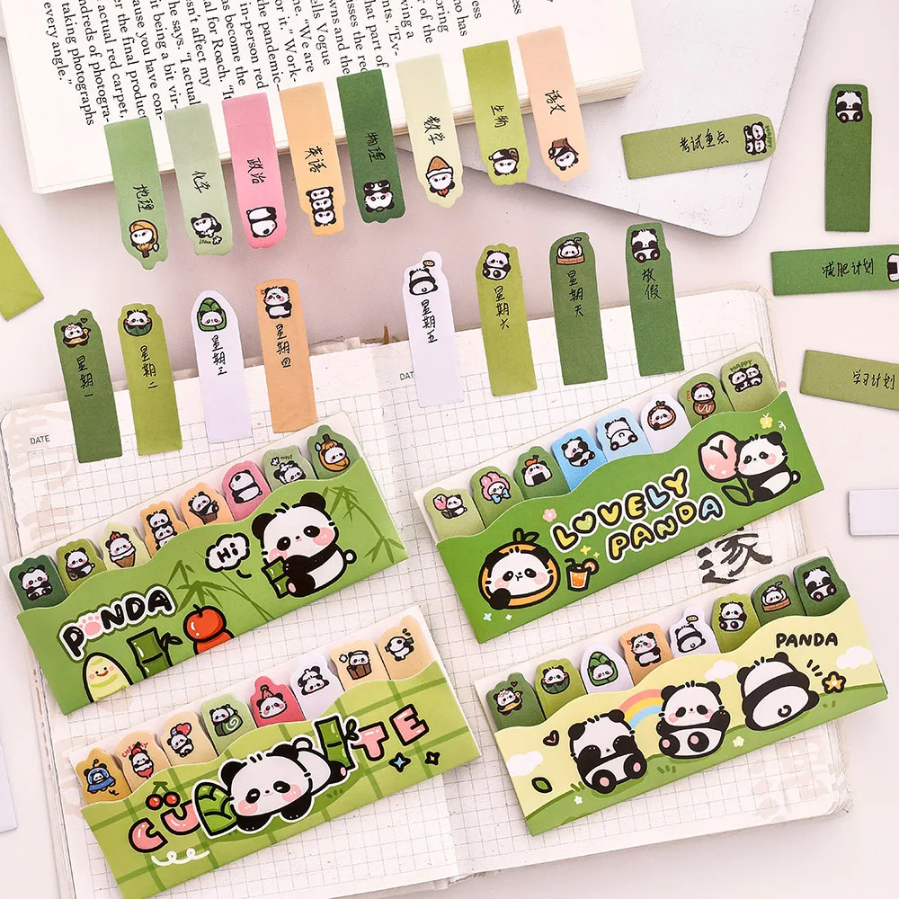 Etiquetas adhesivas de panda para cuadernos y organización escolar