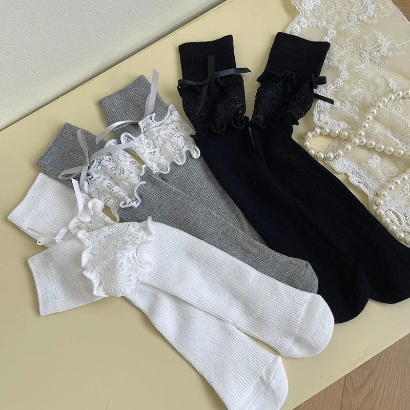 Calcetines escolares de algodón suave con bordado floral para niños - imagen 5