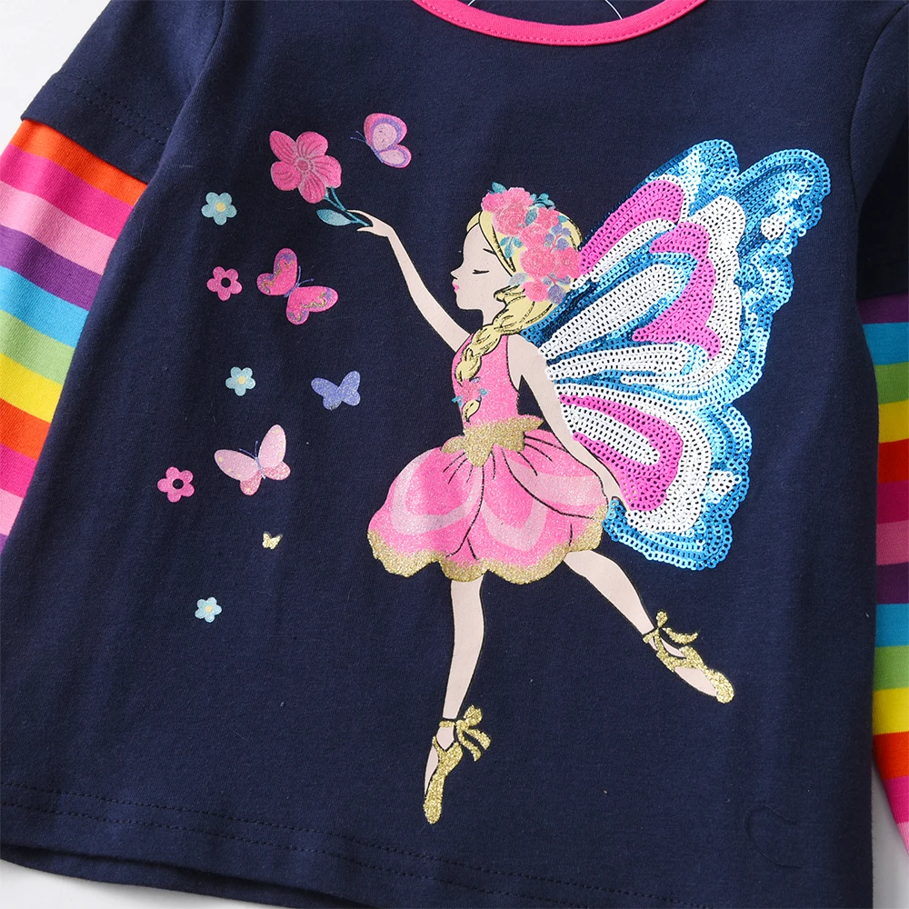 DXTON camiseta de manga larga para niña con estampado mariposa - imagen 2