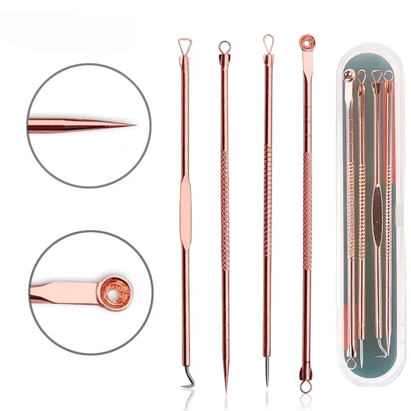 Extractor de puntos negros con cuchara rosa para cuidado facial