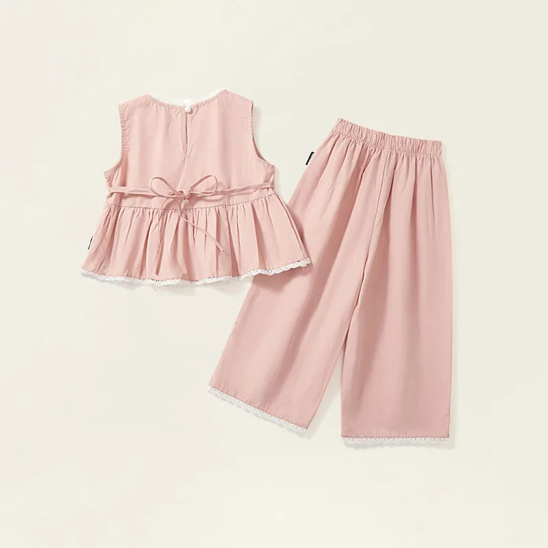 Conjunto verano niña con encaje suave y top sin mangas - imagen 3