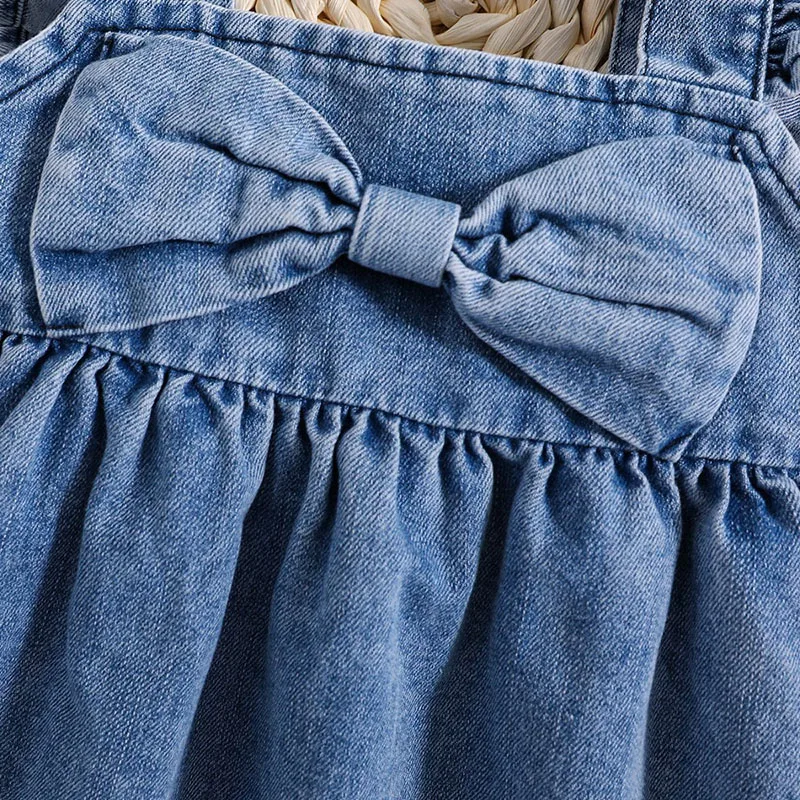Vestido vaquero de tirantes para niña – Diseño ligero con mangas voladoras - imagen 5