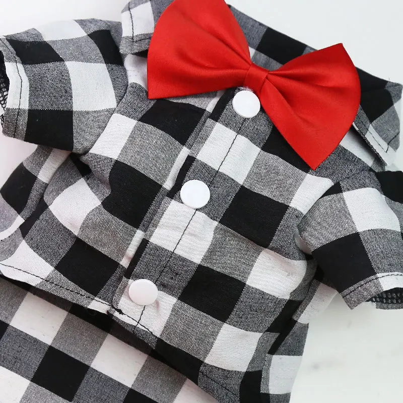 Camisa de cuadros para mascotas, traje nupcial elegante - imagen 4