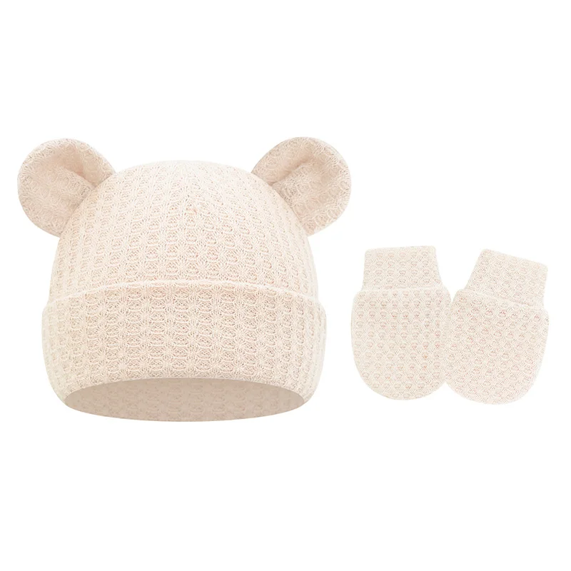 Gorro y guantes de punto para bebé recién nacido – Invierno - imagen 2