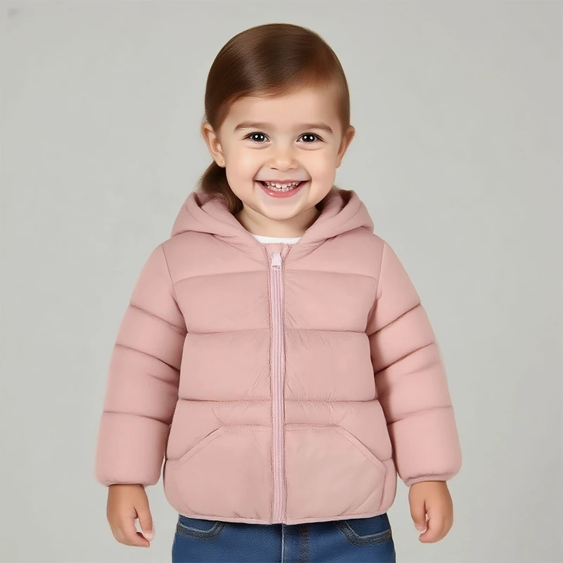Chaqueta de plumón con capucha y cremallera para niños, niñas - imagen 2