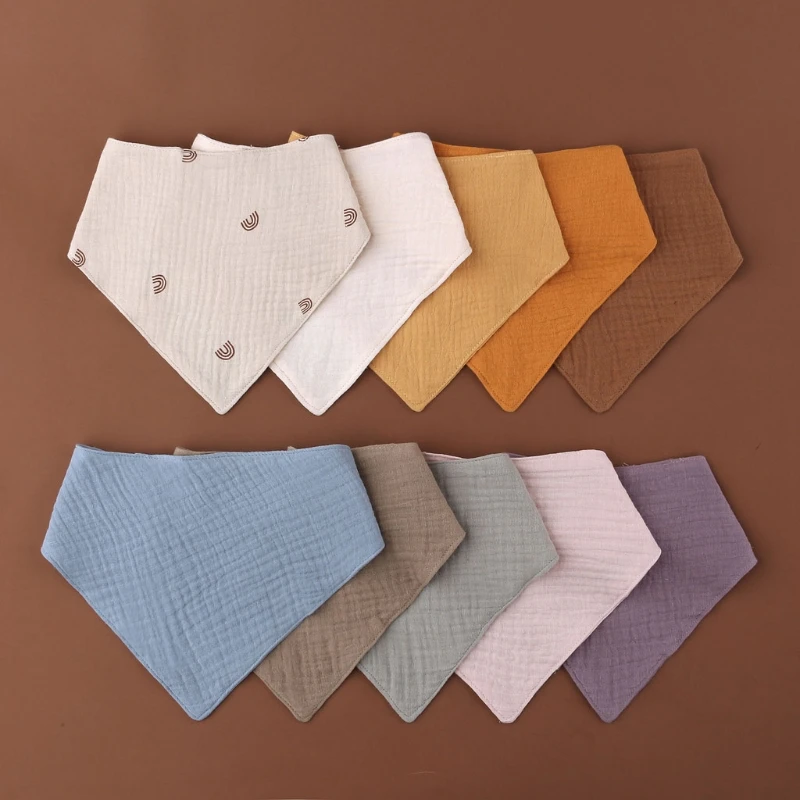 Baberos triangulares de muselina colores sólidos