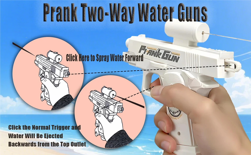 Mini pistola de agua bidireccional para bromas