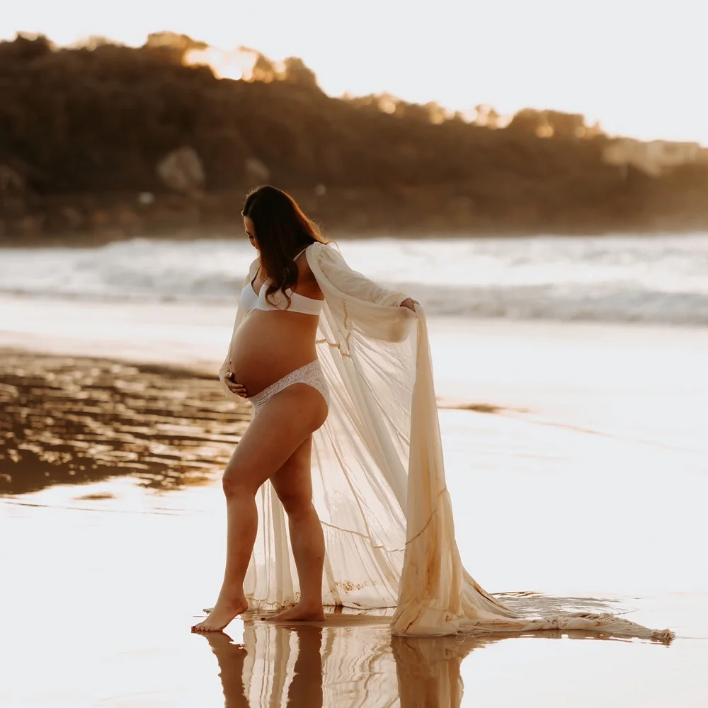 Vestido premamá para sesión de fotos con gasa transparente sexy - imagen 5