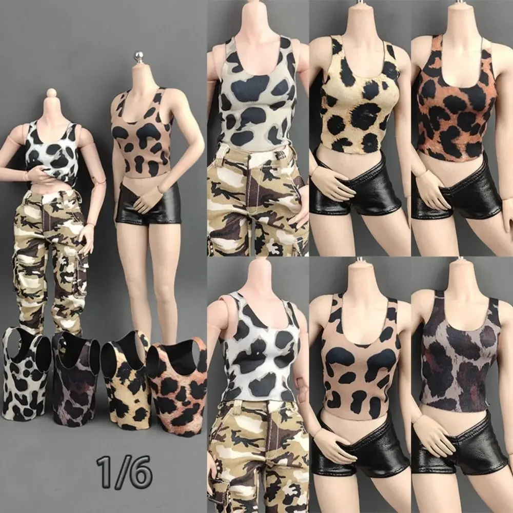 Conjunto de ropa para muñecas chaleco leopardo y camiseta algodón - imagen 3