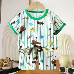 Conjunto de verano de algodón para bebé: manga corta y cuello redondo