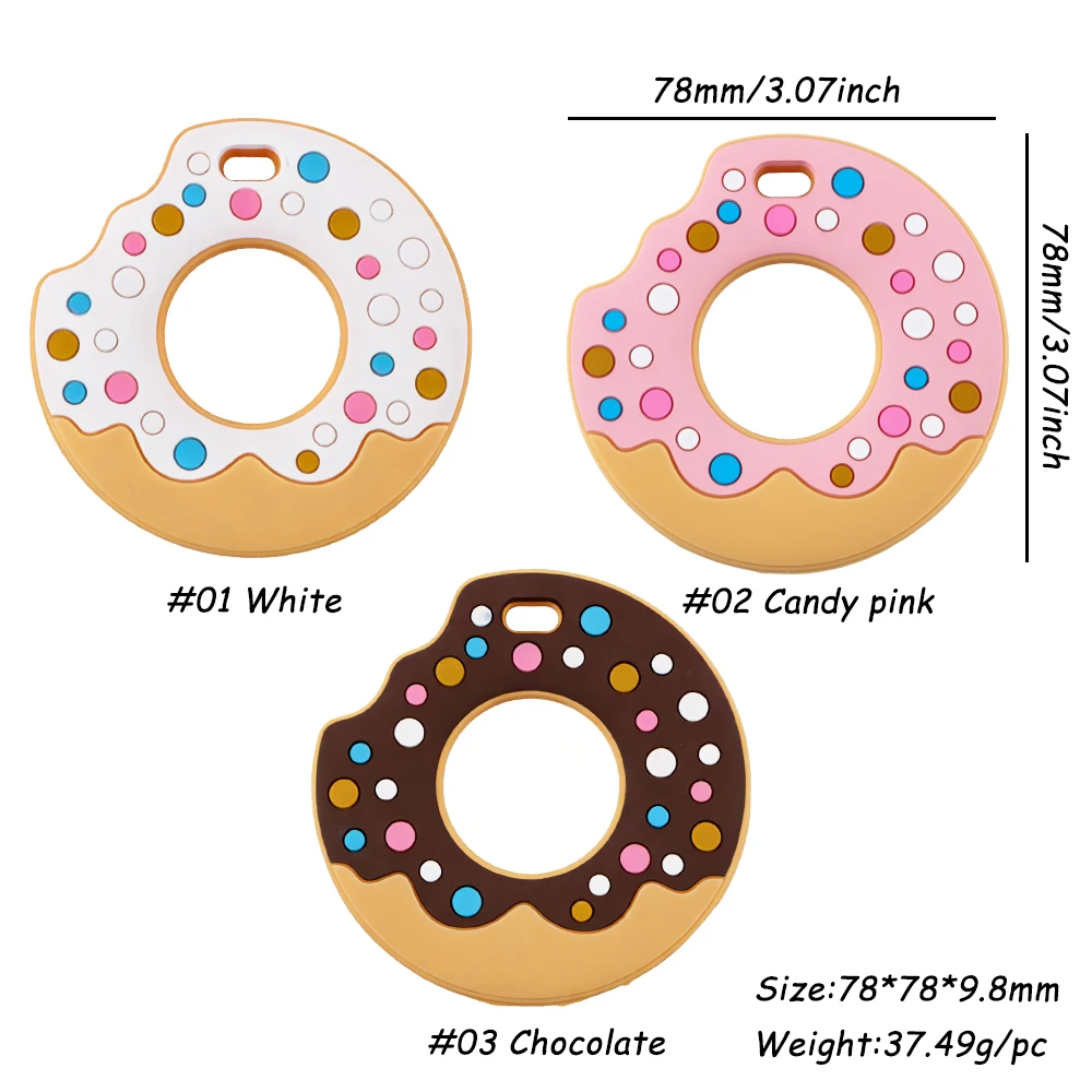 Colgante de silicona para bebé con formas donut y macaron pastel - imagen 3