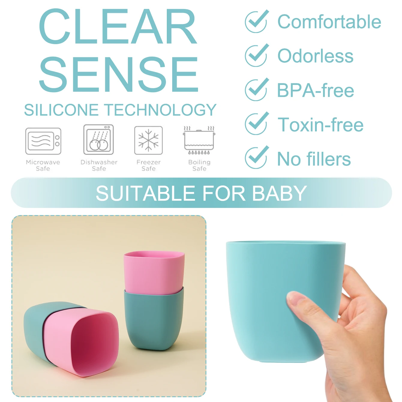 Taza silicona aprendizaje niños pequeños - Anti derrames sin BPA - imagen 2