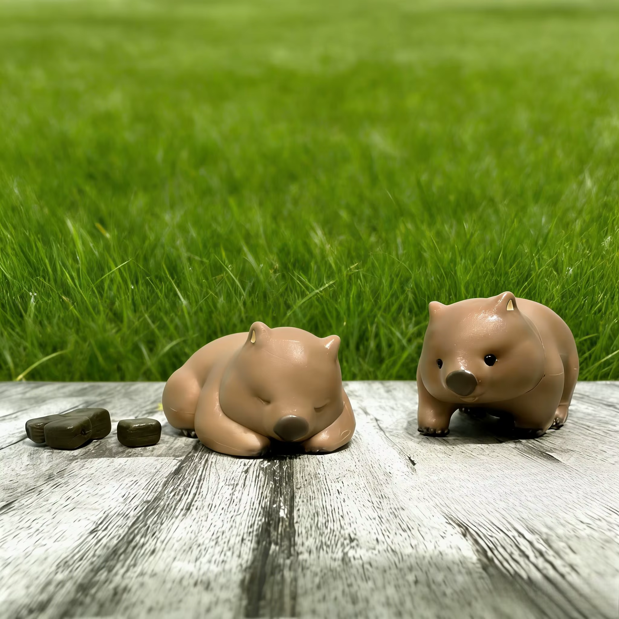 Tarlin Figura de juguete wombat gris con cría para niños - imagen 5