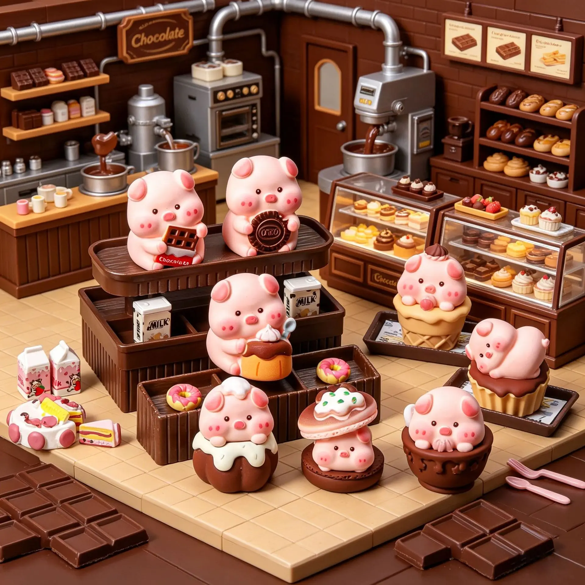 Figuras cerdo chocolate mini para adornos de escritorio y regalos - imagen 3