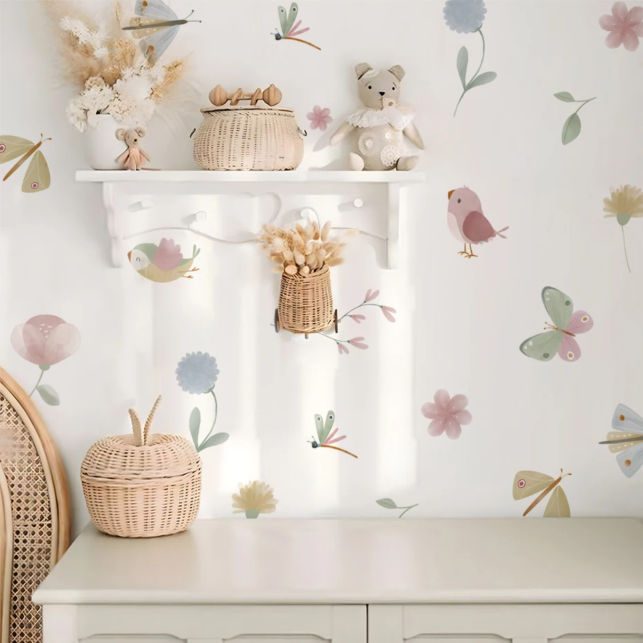 Pegatinas pared de mariposas y flores para dormitorio infantil - imagen 4