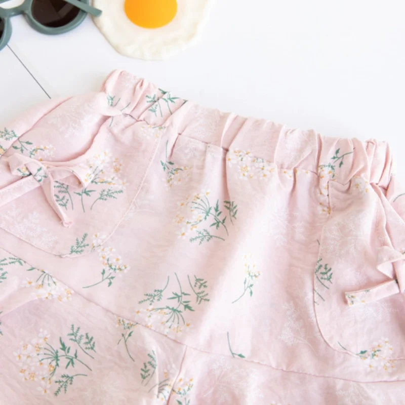 Pantalones cortos para niñas 3-8 años con estampado fino y lazo - imagen 4