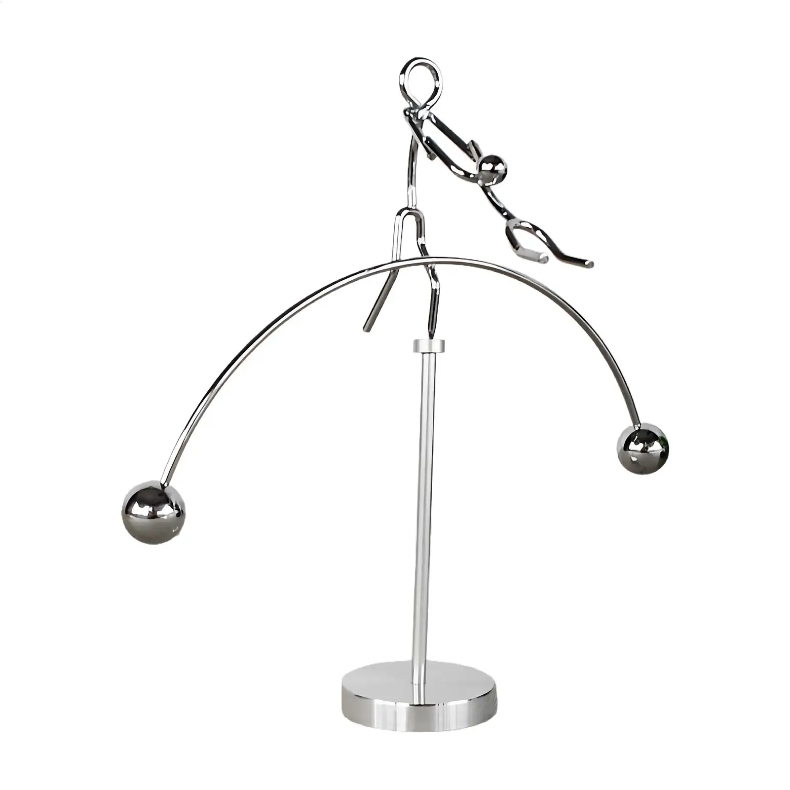 Juguete de equilibrio artístico en acero inoxidable, acabado plata