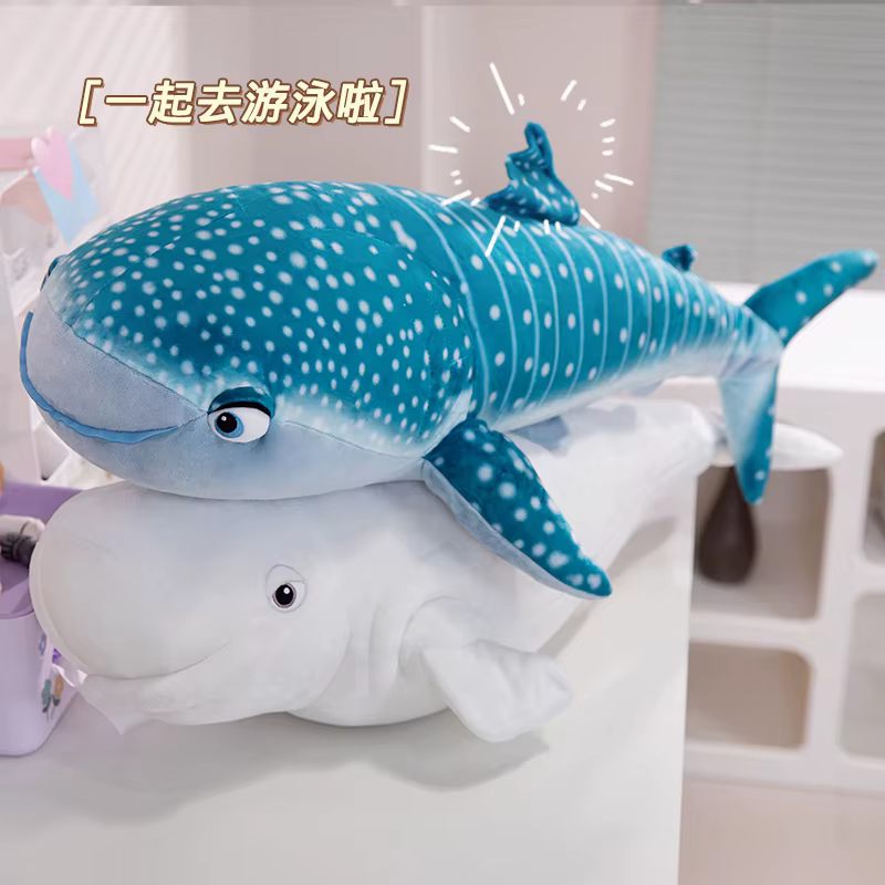Almohada peluche tiburón azul realista, animales marinos - imagen 4