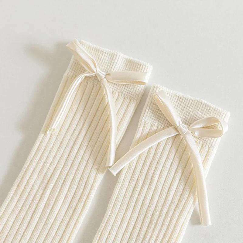 Calcetines altos de lazo estilo princesa para niñas, color caramelo - imagen 4