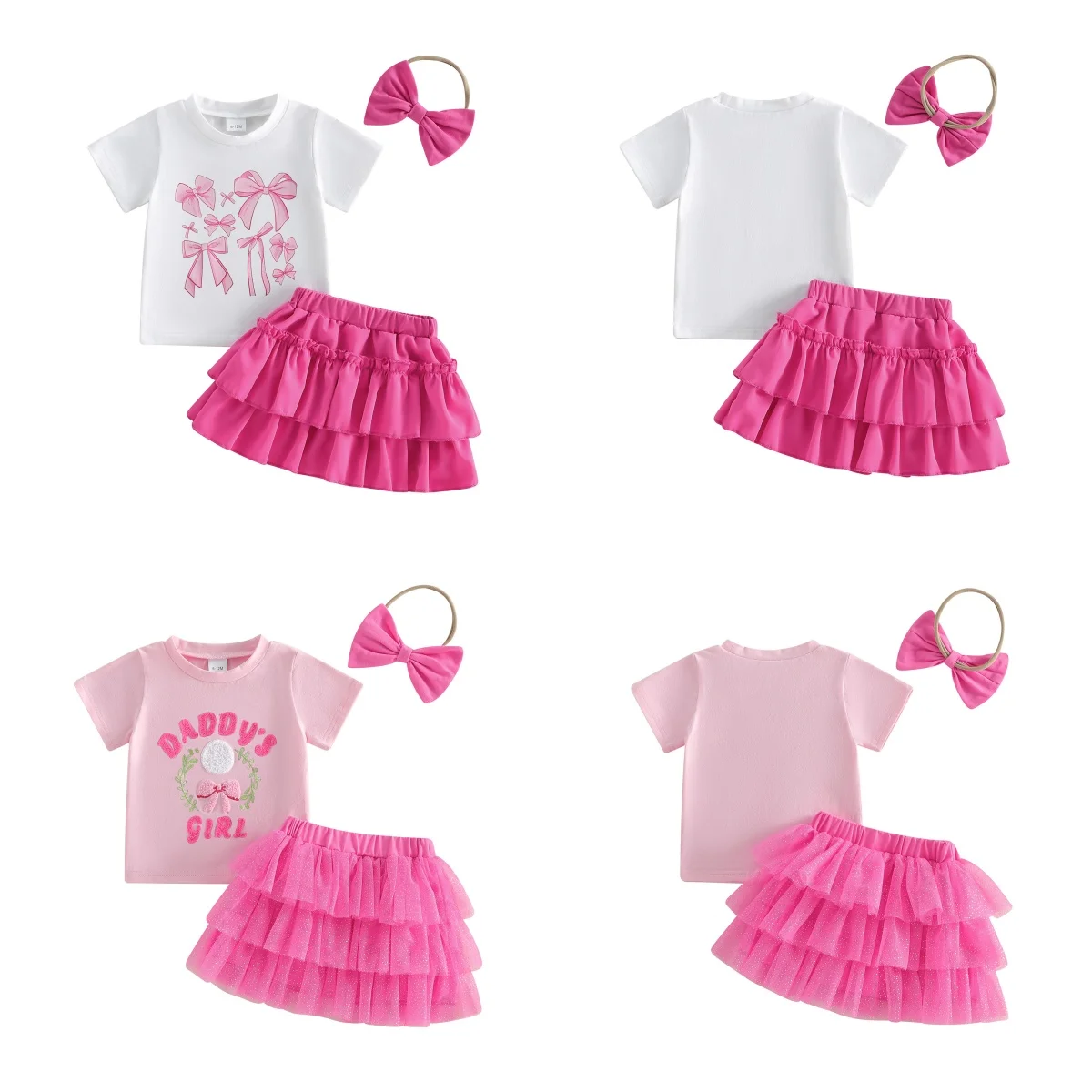 Conjunto de verano para bebé niña con bordado y falda de tul