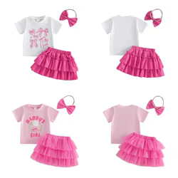 Conjunto de verano para bebé niña con bordado y falda de tul
