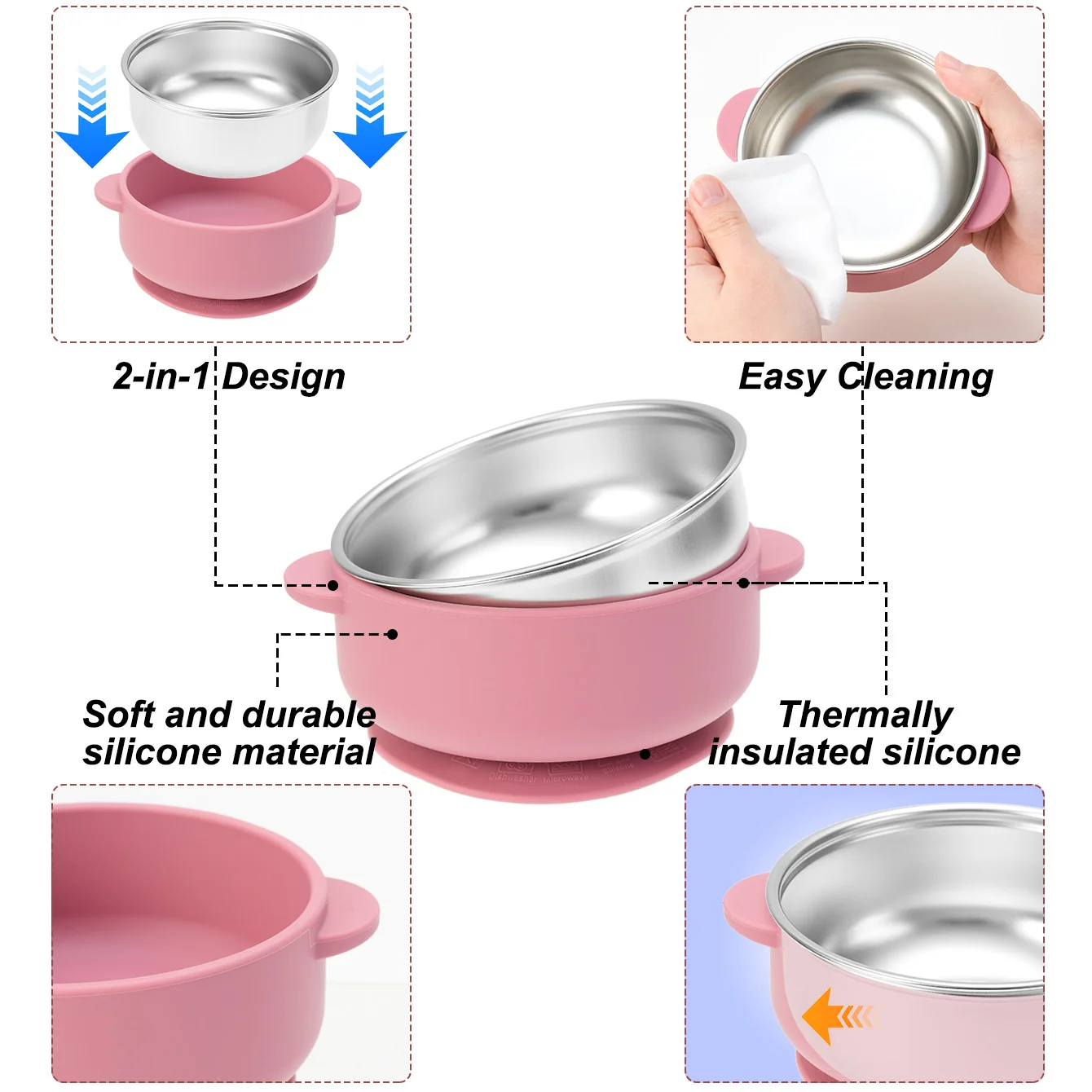 Cuenco de alimentación de acero inoxidable con silicona extraíble - imagen 4