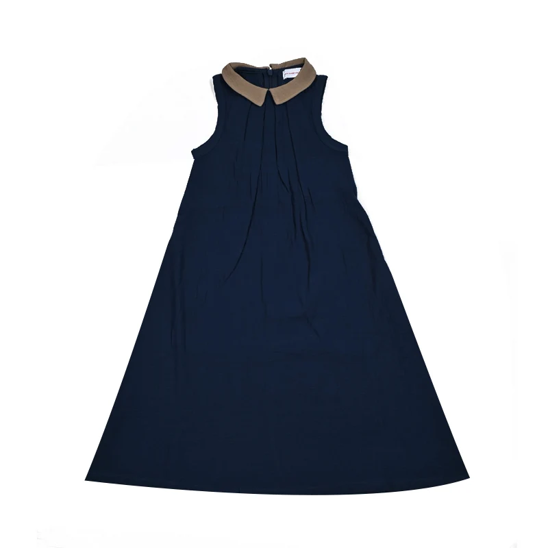 Vestido maxi de muselina a juego con top punto - caqui y azul marino