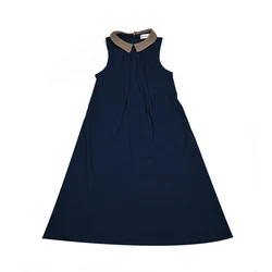 Vestido maxi de muselina a juego con top punto - caqui y azul marino