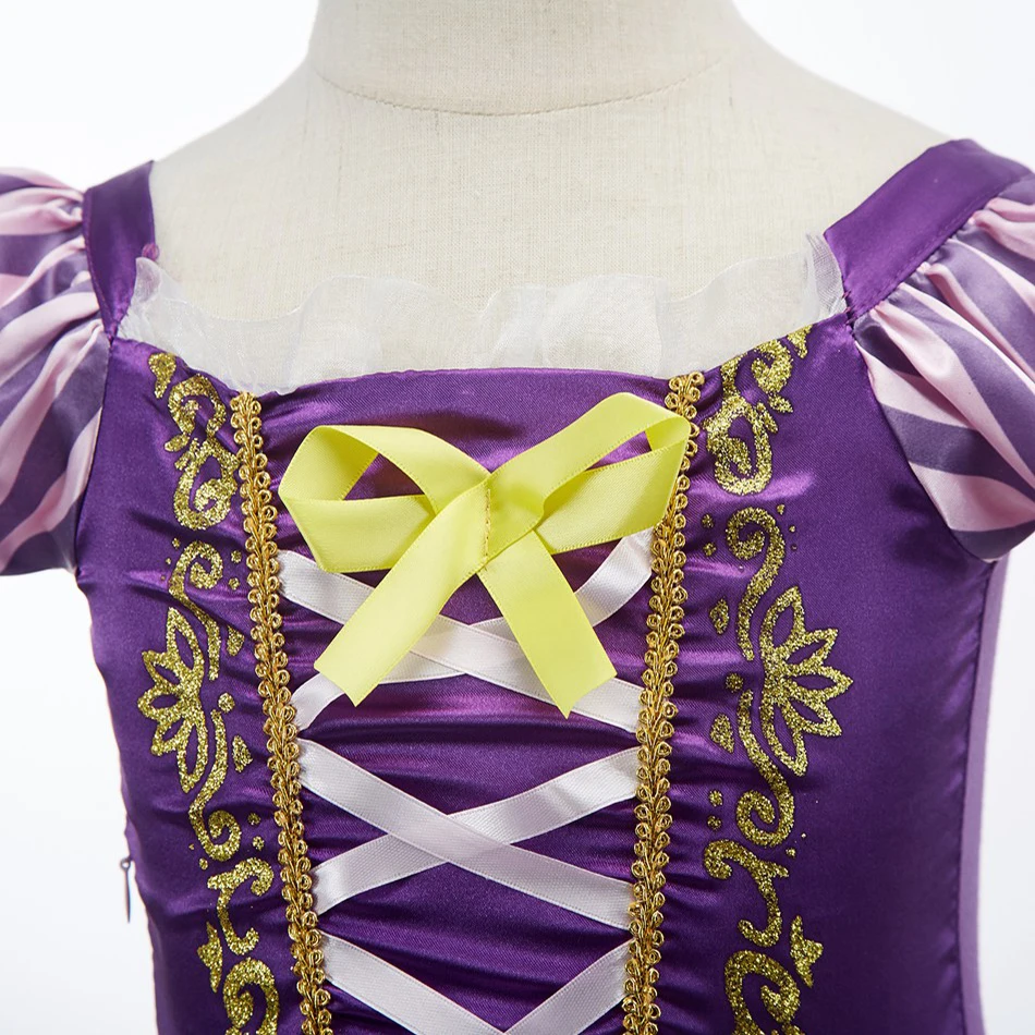 Vestido de princesa para niña rosa y morado con cintura ajustada - imagen 4