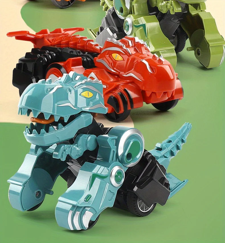 Detalle del dinosaurio y su transformación