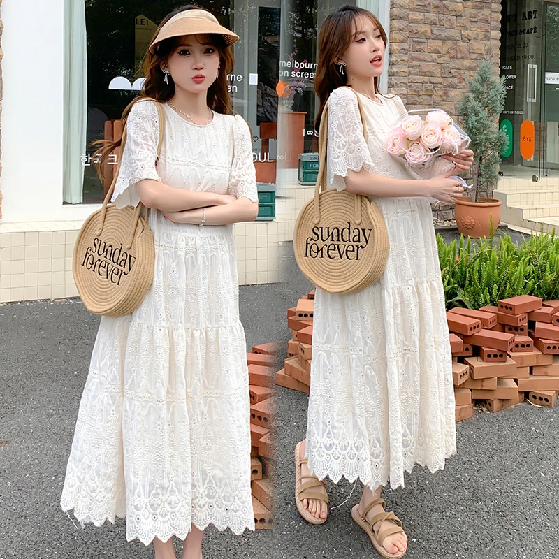 Zwangere Vrouw vestido de encaje verano manga corta - imagen 3