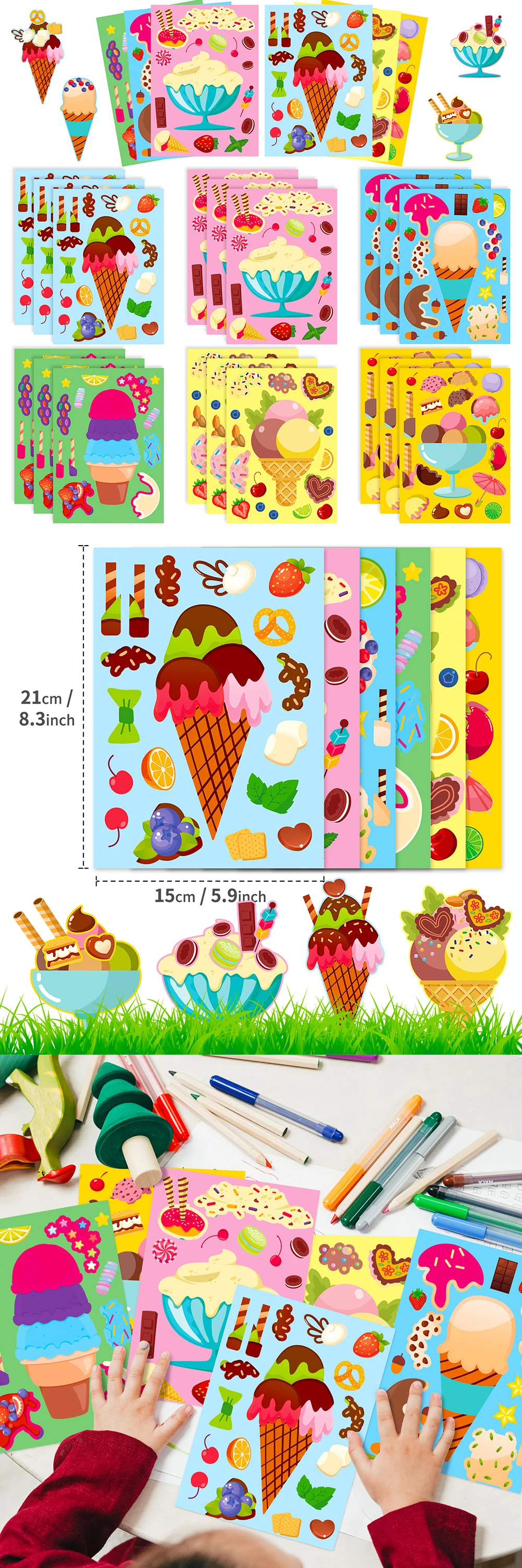Pegatinas estilo helado para crear caritas